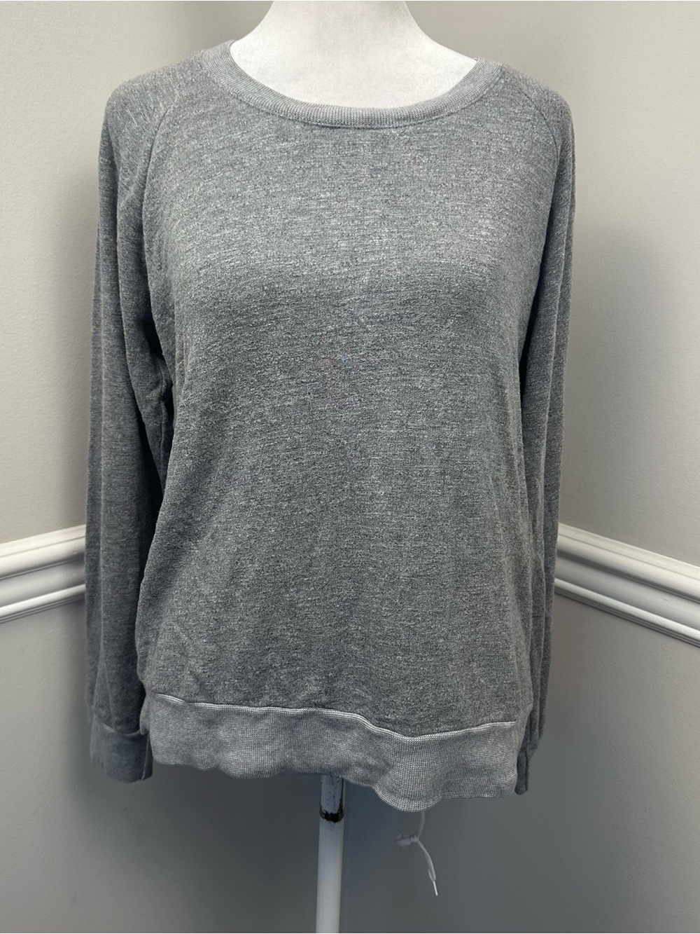 Monrow Heather Gray Lightweight Pullover Sweatshirt M